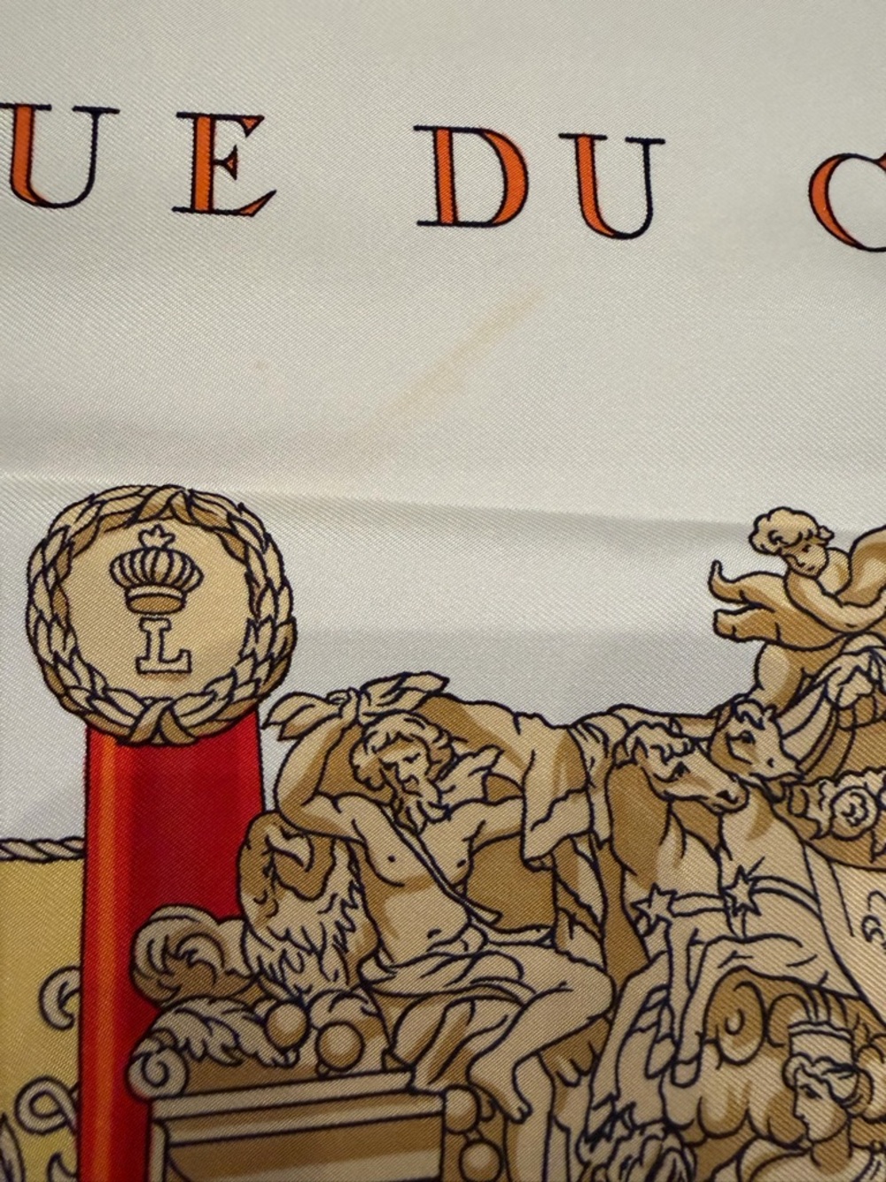 Hermes Coral Red and Gold Silk Scarf VUE DU CARROSSE DE - Picture 7 of 9